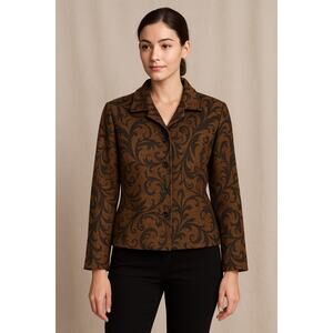 Vintage Drapers & Damon's Brown Metallic Coat w/ Black Tapestry Size MP